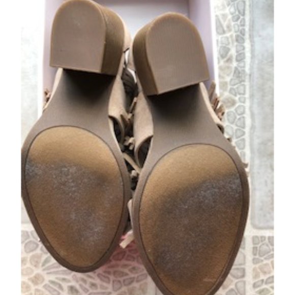 LEATHER SUEDE FRINGED HEELED ANKLE BOOTS - never worn or worn once - Picture 7 of 7